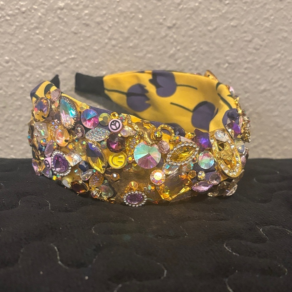 Elegant Floral Yellow and Purple Headband - Picture 10 of 17